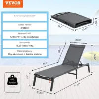 Zestaw leżaków plażowych leżak 2 szt regulacja 5 pozycji camping ogród