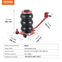 Podnośnik pneumatyczny do samochodu 3T, czerwony wysięg 45 cm