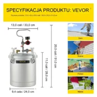 Agregat malarski ciśnieniowy 10L, pistolet 3mm, 2 węże, regulator, stal