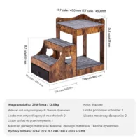 Piętrowe łóżko dla psa z schodami siedzisko przy oknie schowek 83x45cm
