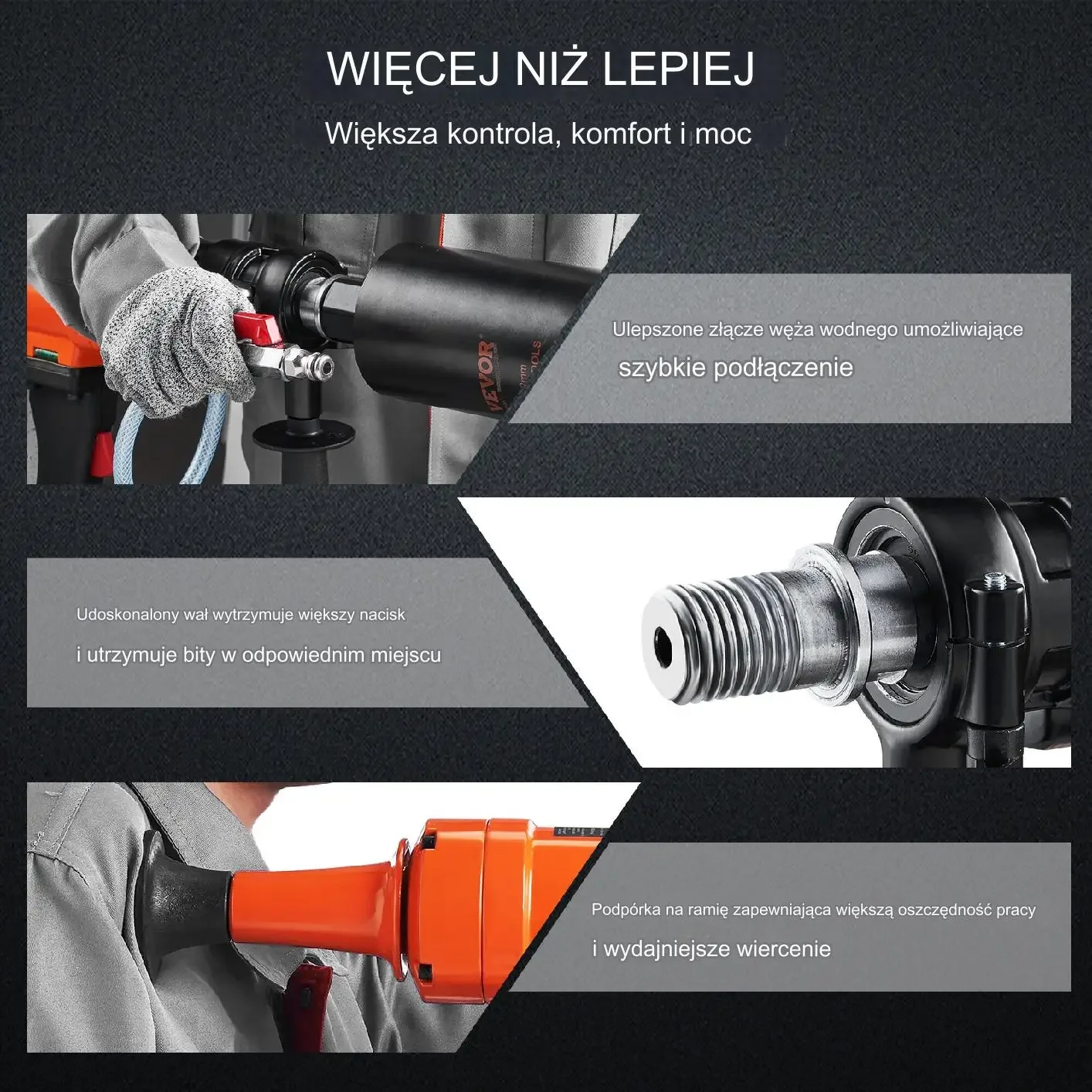 Wiertnica diamentowa 1500W do betonu 10.2cm ręczna wiercenie otworów - obrazek 2