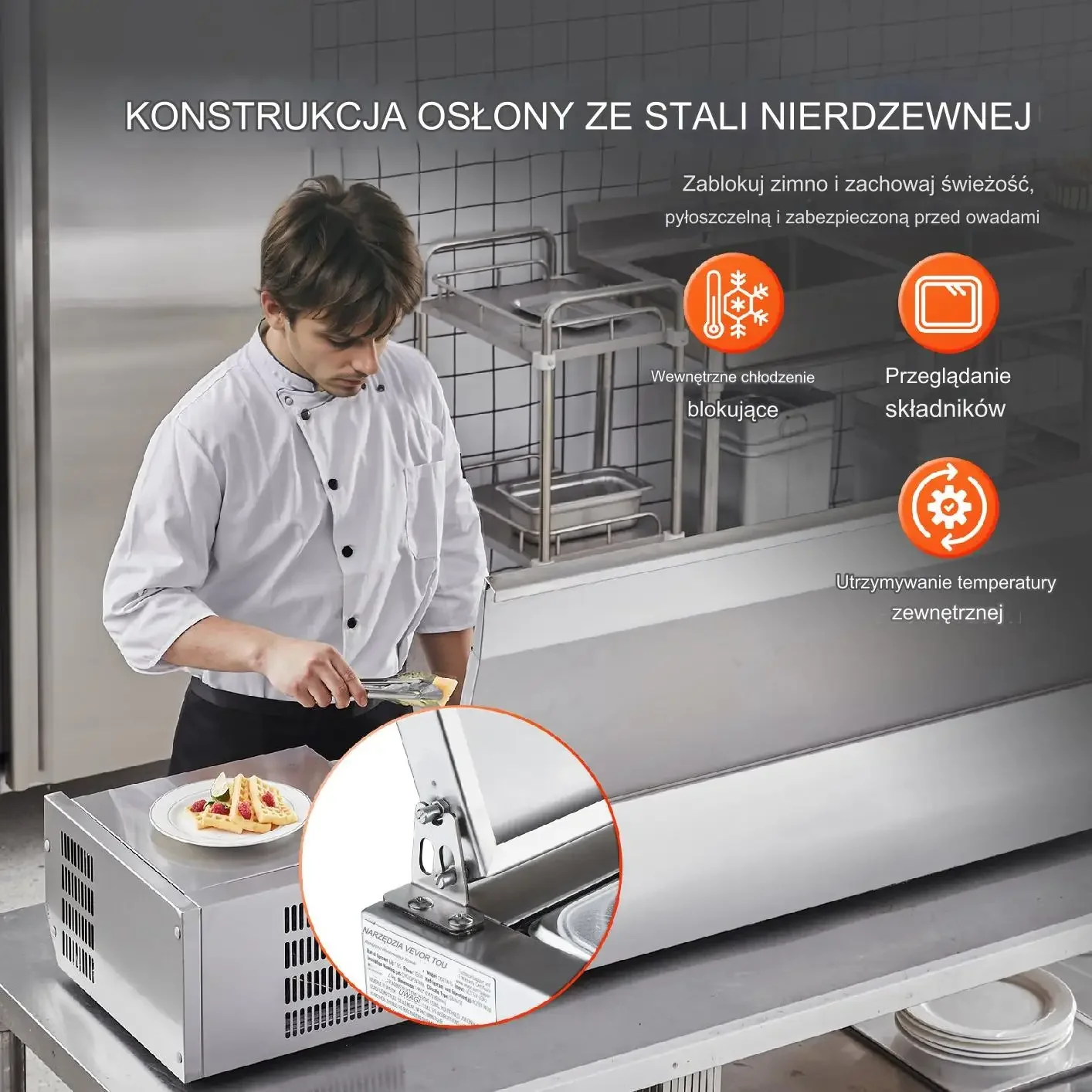 Lada chłodnicza 7 pojemników do przygotowywania sałatek stal nierdz. 150 W - obrazek 2