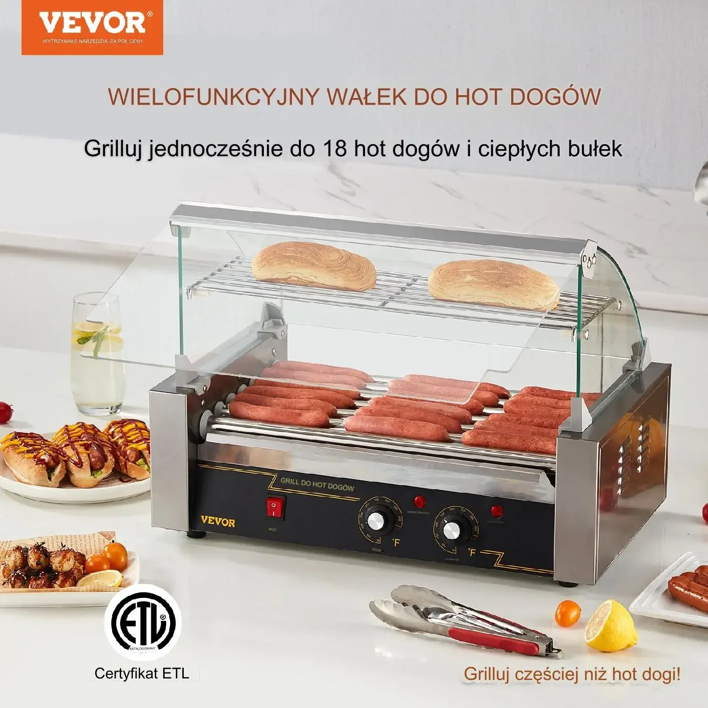 Elektryczna Maszyna do Robienia 18 Hotdogów 7 Rolek - obrazek 2