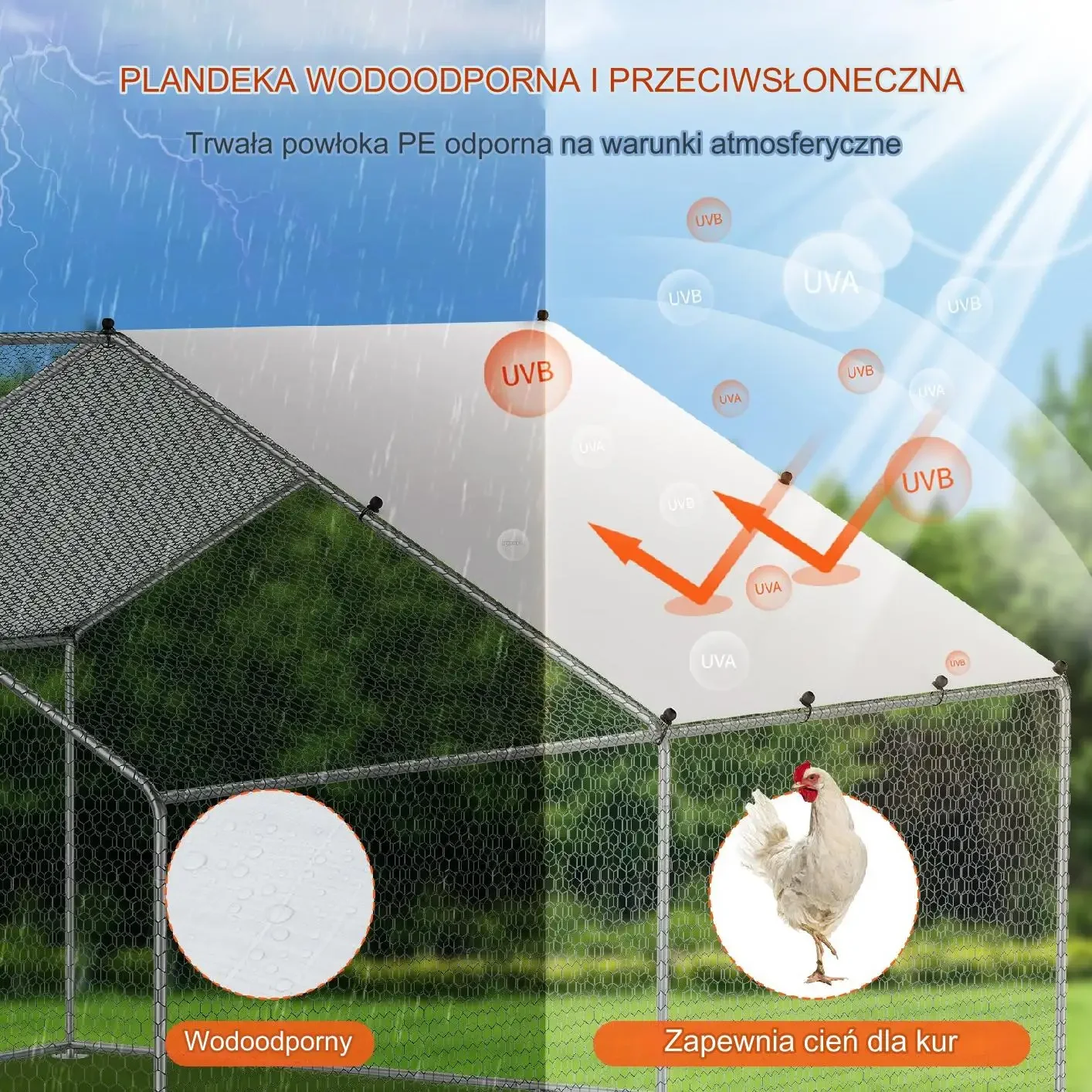 Duża Klatka Wybieg dla Kurczaków 4 x 3 x 2 m - obrazek 4