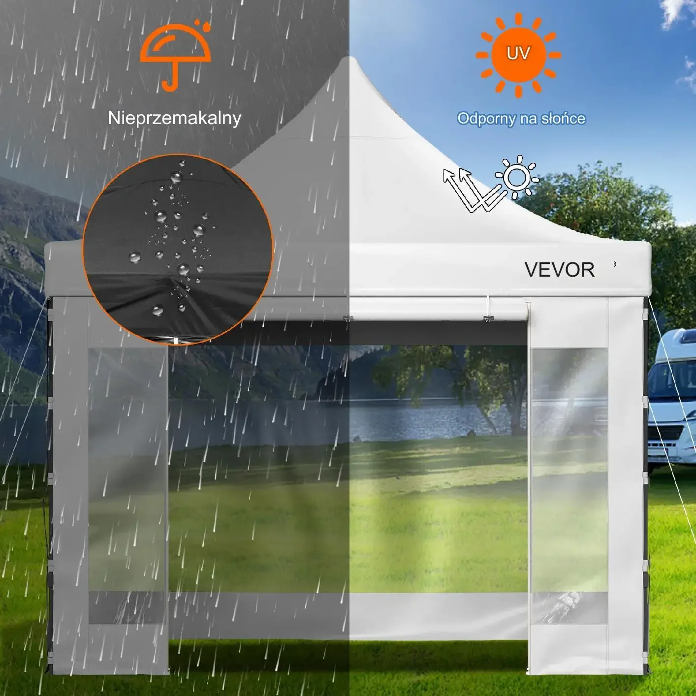 Namiot pawilon 300×300 cm z 4 ściankami, pop-up, stabilny, biała UV odporny - obrazek 6