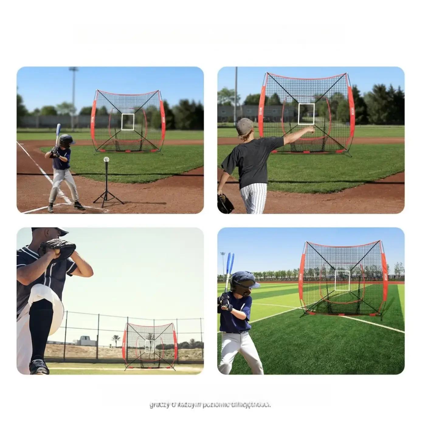 Siatka treningowa baseball softball 2,1 x 2,1 m przenośna z strefą uderzeń - obrazek 2