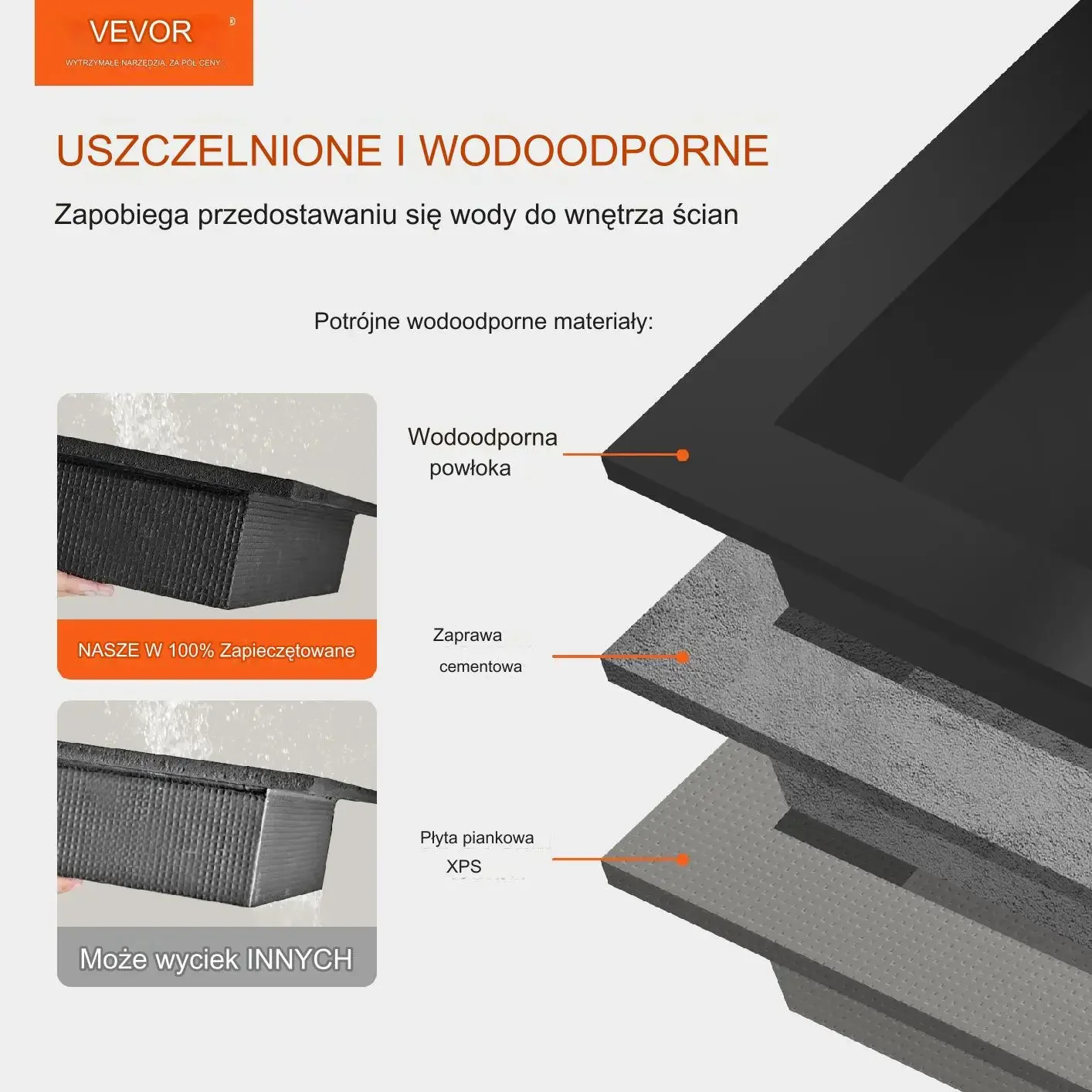 Wnękowa półka łazienkowa XPS 40x127 cm, 1 półka, długa, wpuszczana - obrazek 2