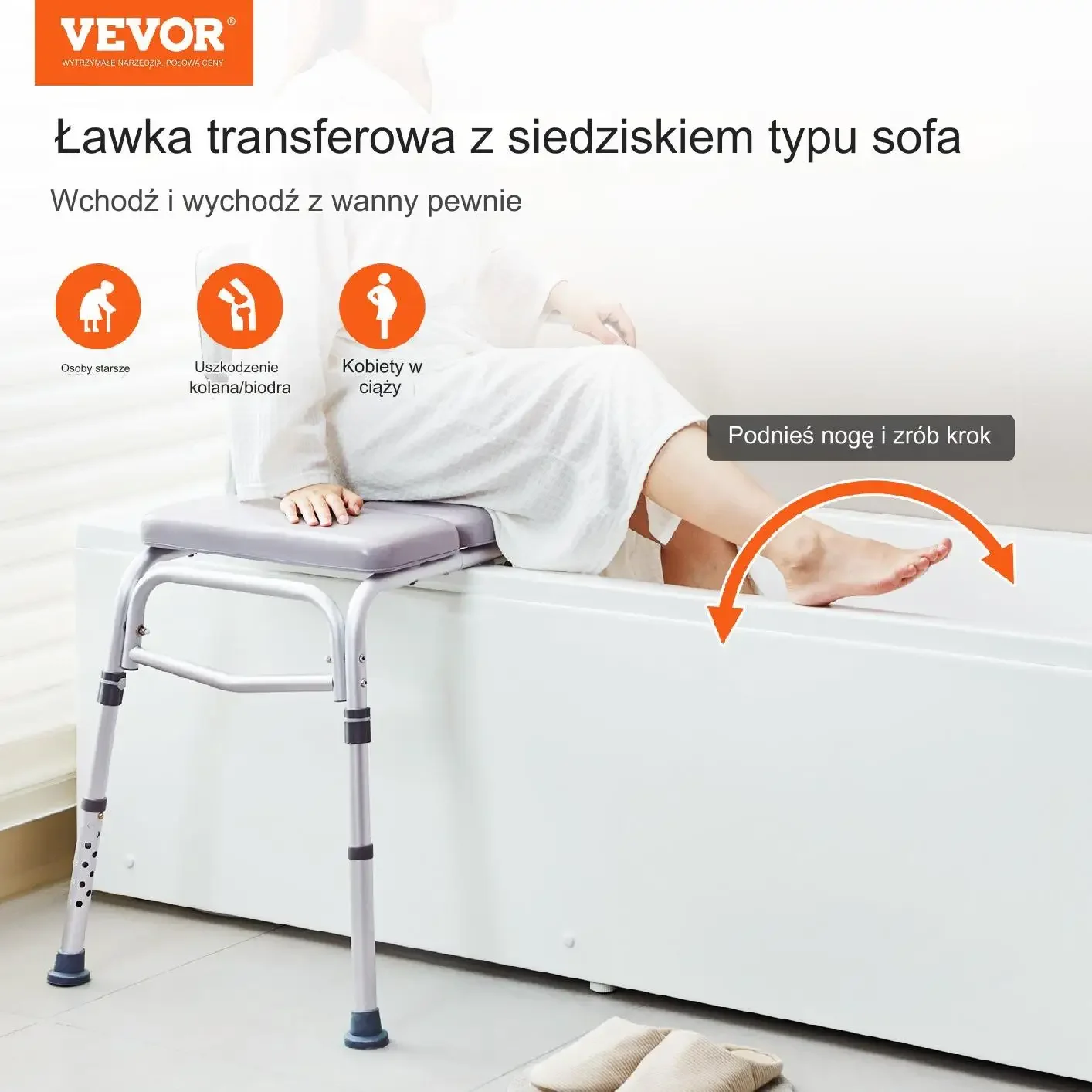 Ławka Wannowa z Odwracalnym Oparciem do 226 kg - obrazek 6