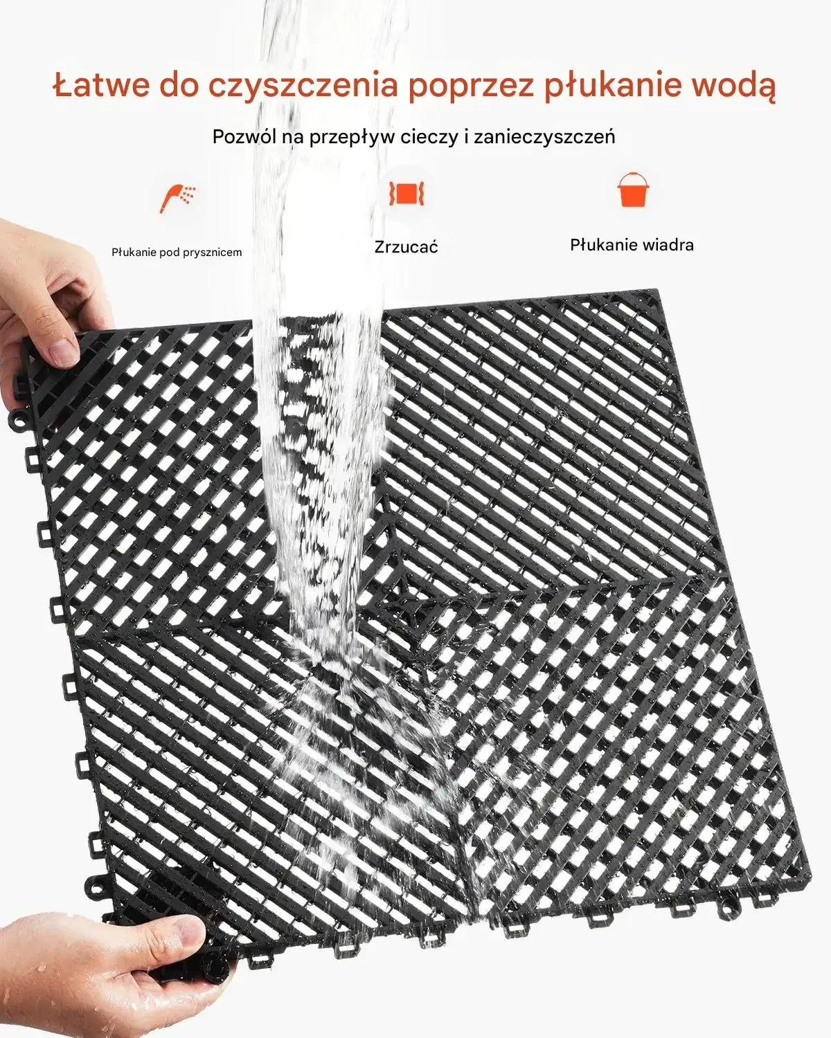 Mata drenażowa modułowa 41x41cm antypoślizgowa PP 24szt garaż ogród czarna - obrazek 4