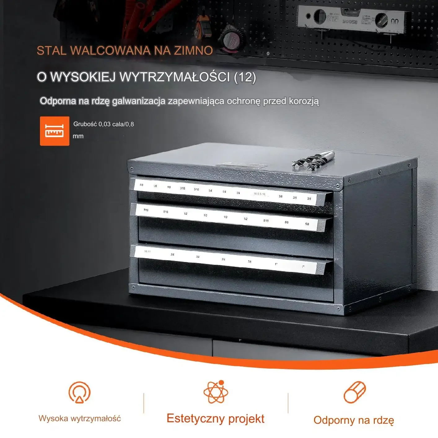 Szafka na Frezy Trzpieniowe 3 Szuflady 29 Komór - obrazek 2