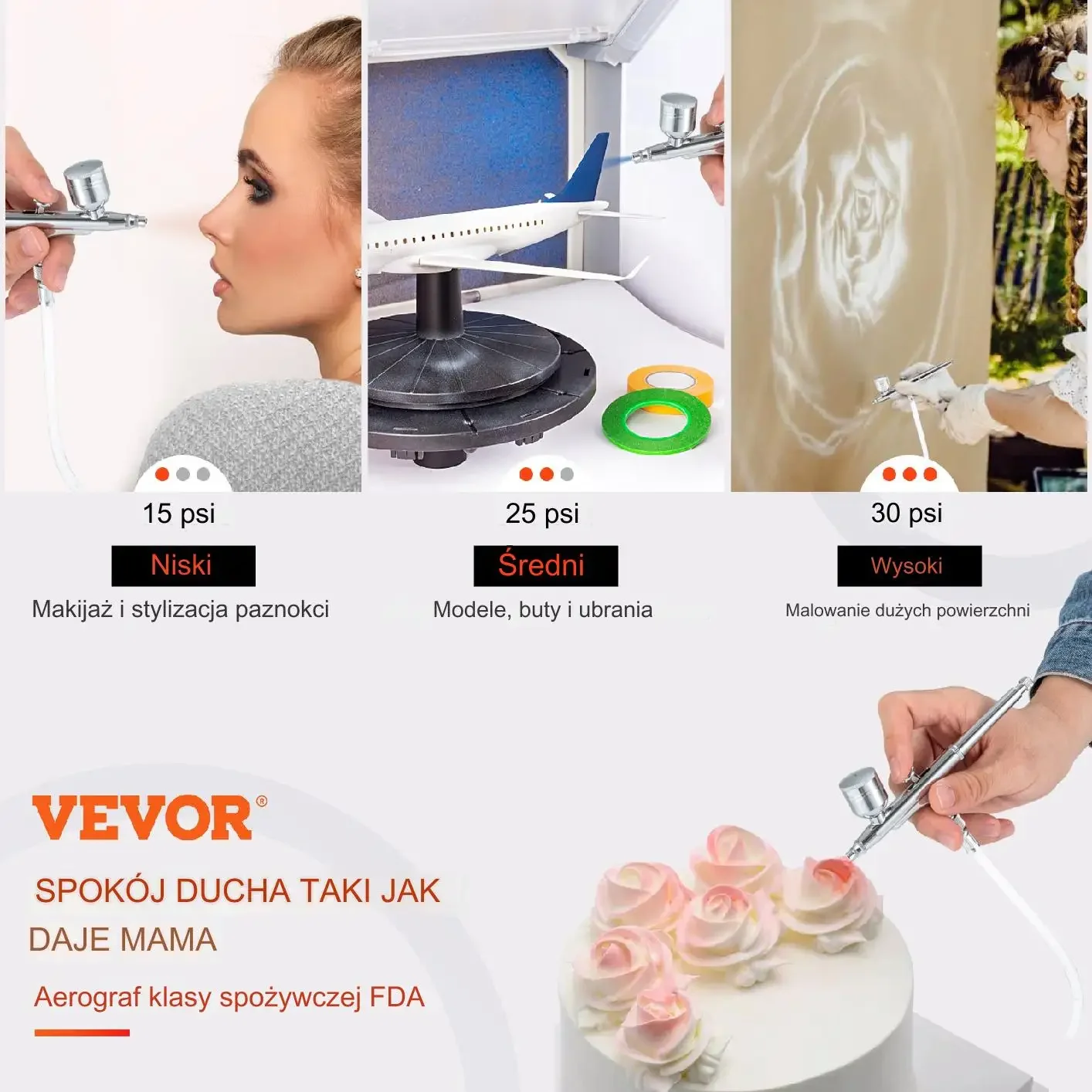 Zestaw aerografów z kompresorem do malowania ciast tatuażu modeli - obrazek 6