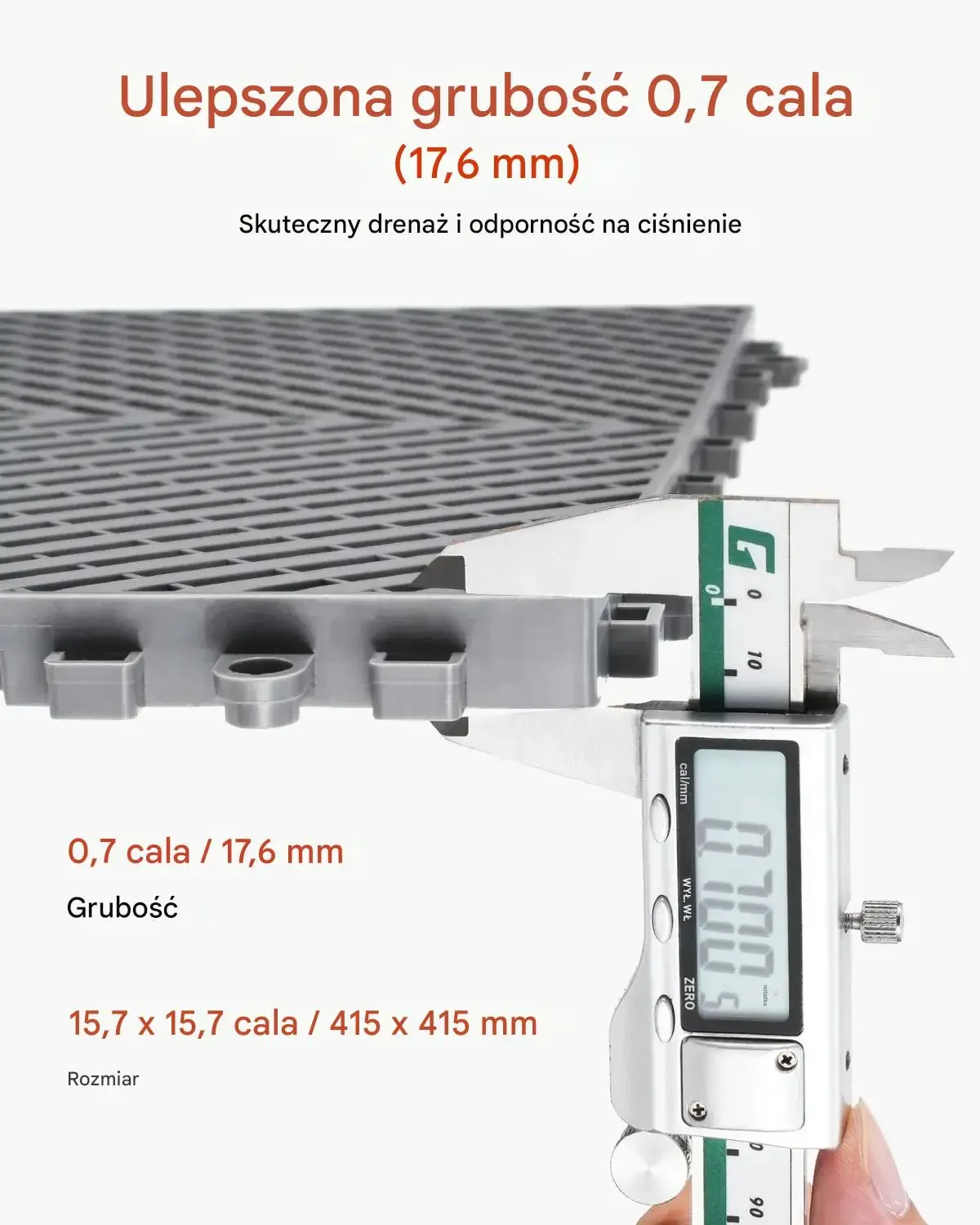 Mata drenażowa modułowa 41x41cm antypoślizgowa PP 24szt garaż ogród szara - obrazek 3