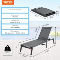 Leżak ogrodowy składany 5 pozycji regulacja piknik plaża taras