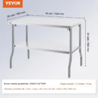 Stół Roboczy ze Stali Nierdzewnej 86x122x76cm