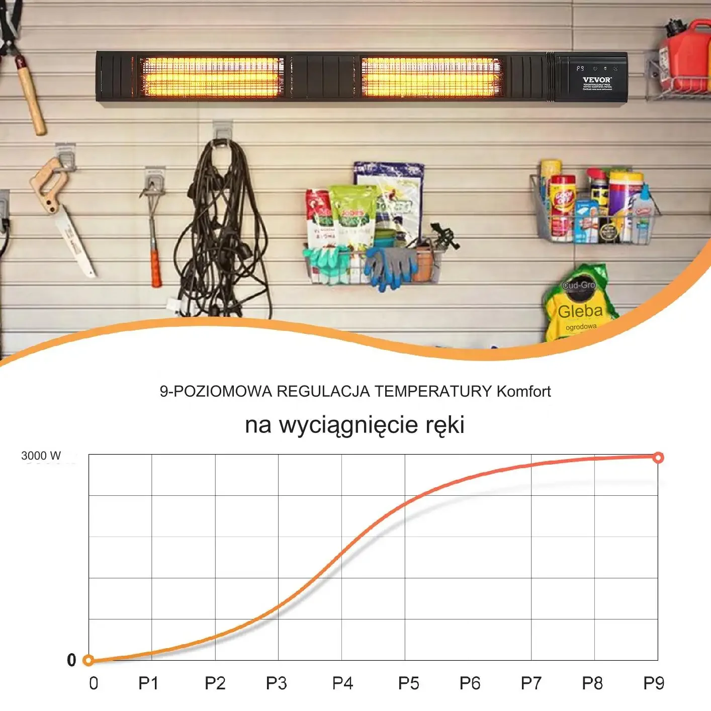 Promiennik Grzejnik Elektryczny na Podczerwień – 3000 W - obrazek 3