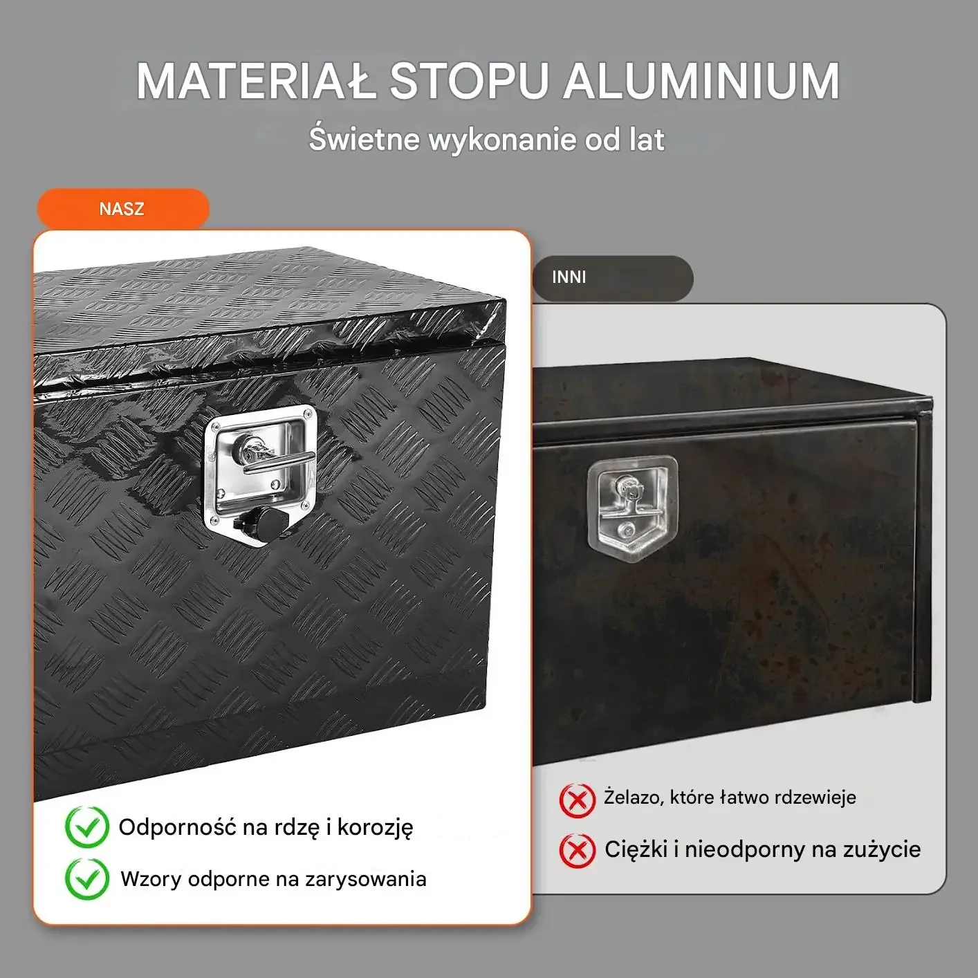 Skrzynka narzędziowa podwoziowa 61×35×40 cm, aluminiowa, zamykana - obrazek 4