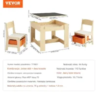 Zestaw Mebli dla Dzieci Stolik i 2 Krzesełka