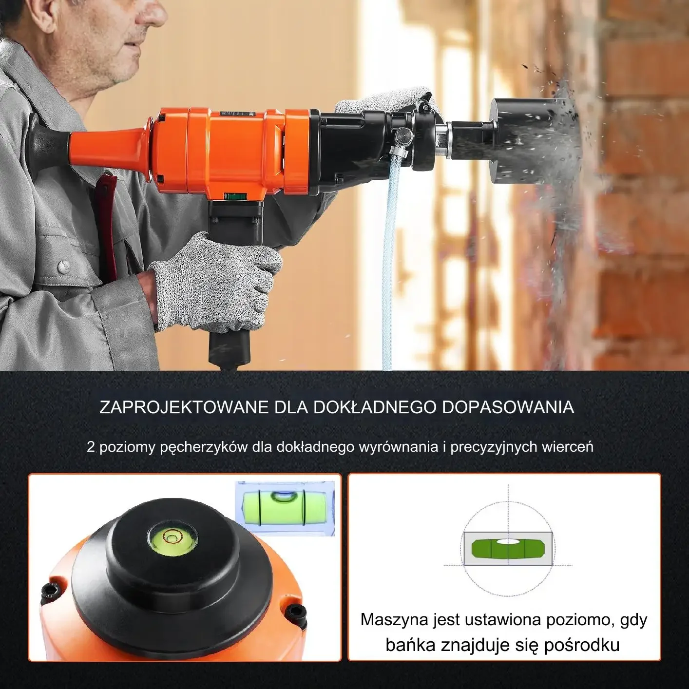 Wiertnica diamentowa 1500W do betonu 10.2cm ręczna wiercenie otworów - obrazek 3