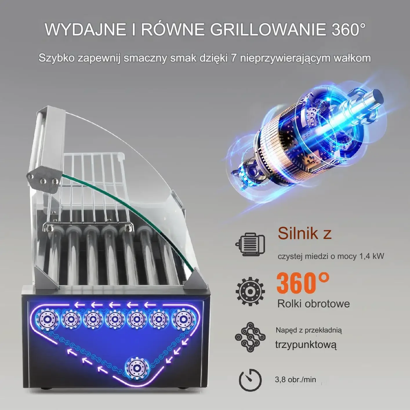 Elektryczna Maszyna do Robienia 18 Hotdogów 7 Rolek - obrazek 4