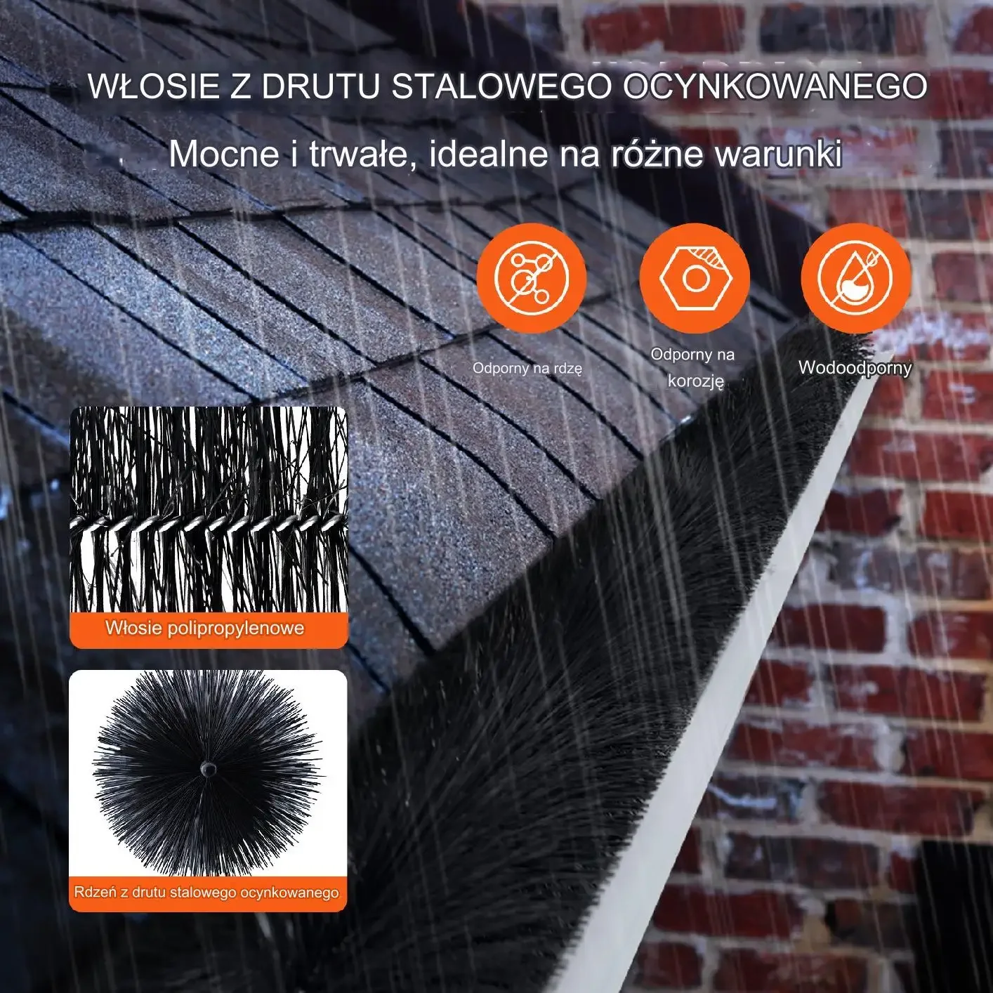 Szczotka do rynien czyścik kolce 1830x13cm 20szt – osłona do liści - obrazek 3