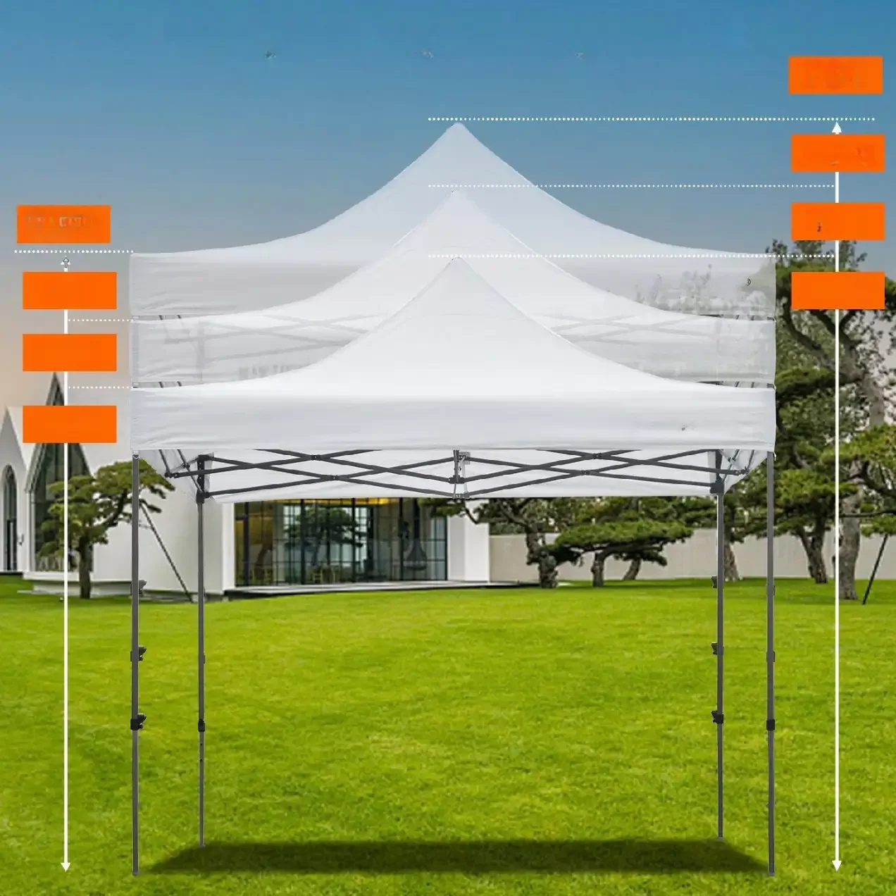 Namiot pawilon 300×300 cm z 4 ściankami, pop-up, stabilny, biała UV odporny - obrazek 7