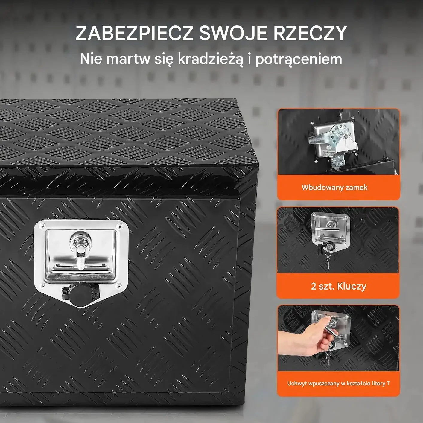 Skrzynka narzędziowa podwoziowa 61×35×40 cm, aluminiowa, zamykana - obrazek 6