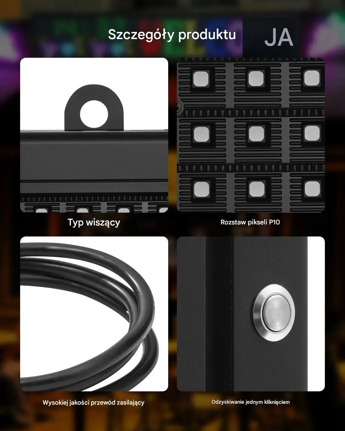 Tablica LED programowalna RGB 132x20cm cm Bluetooth tekst GIF reklama sklep - obrazek 4