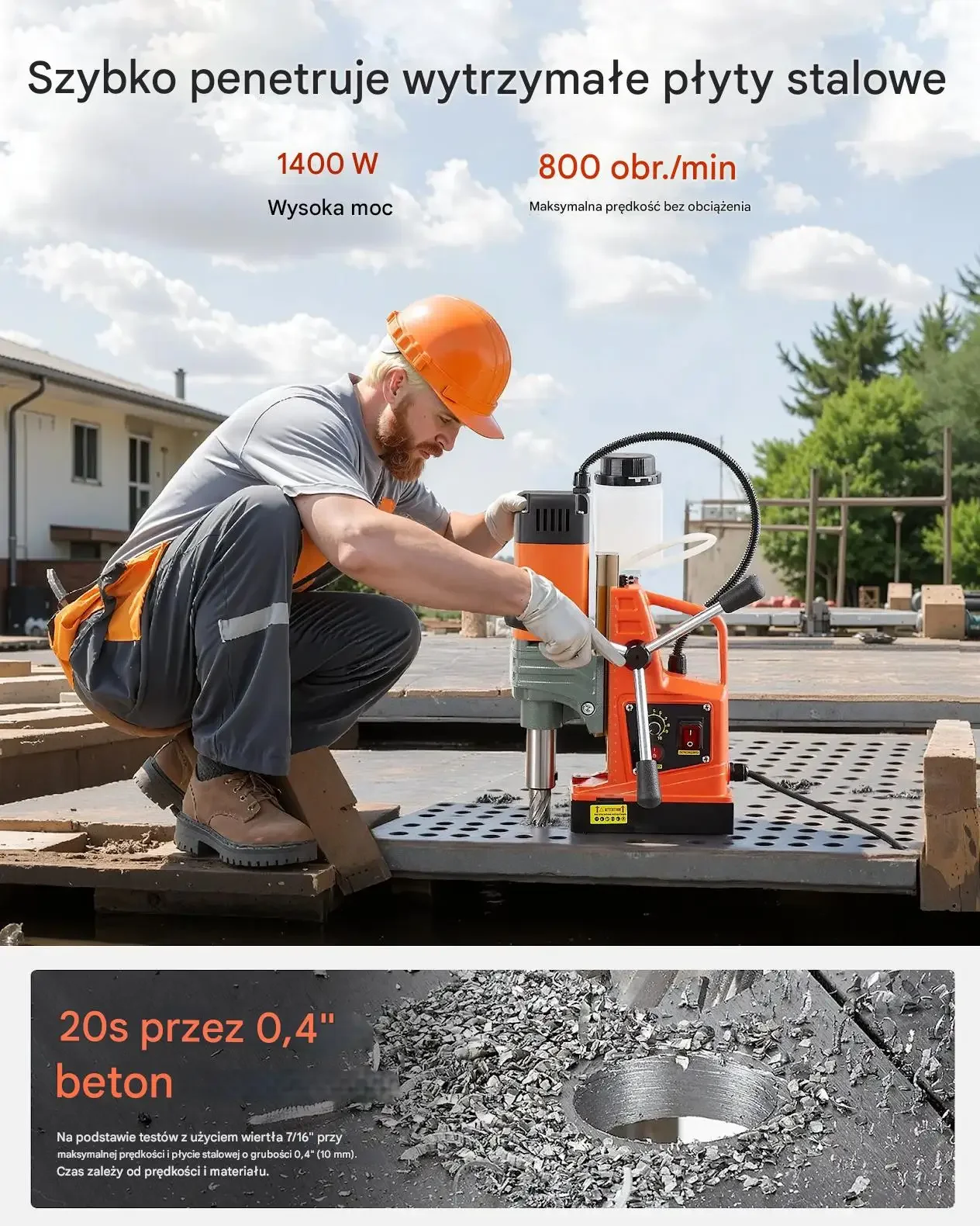 Wiertarka magnetyczna 1350W 50mm regulacja 0-800RPM do metalu - obrazek 2