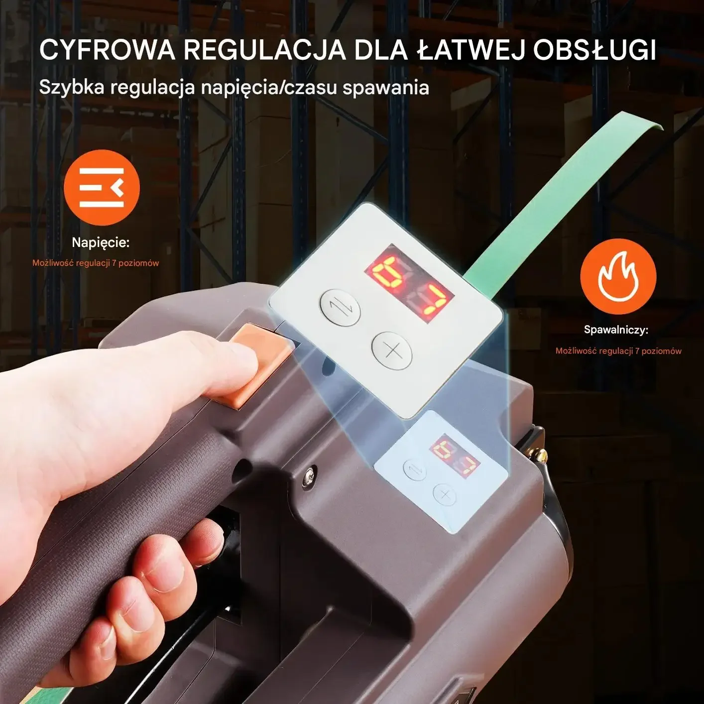 Zgrzewarka do taśm pakowych PP/PET akumulatorowa 10-19 mm, 5000N banowanie - obrazek 5