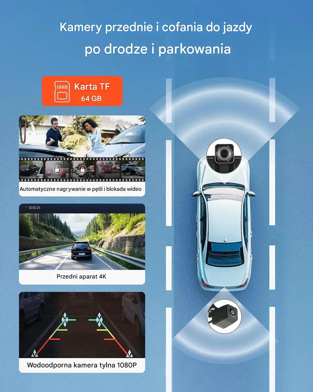 Ekran samochodowy 10'' CarPlay Radio Android Auto BT GPS kamery - obrazek 5