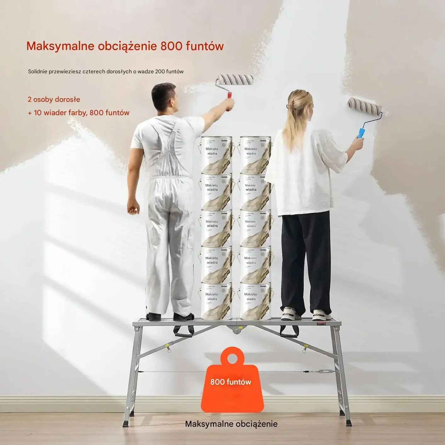 Podest roboczy regulowany 360kg składany stalowy malowanie - obrazek 5