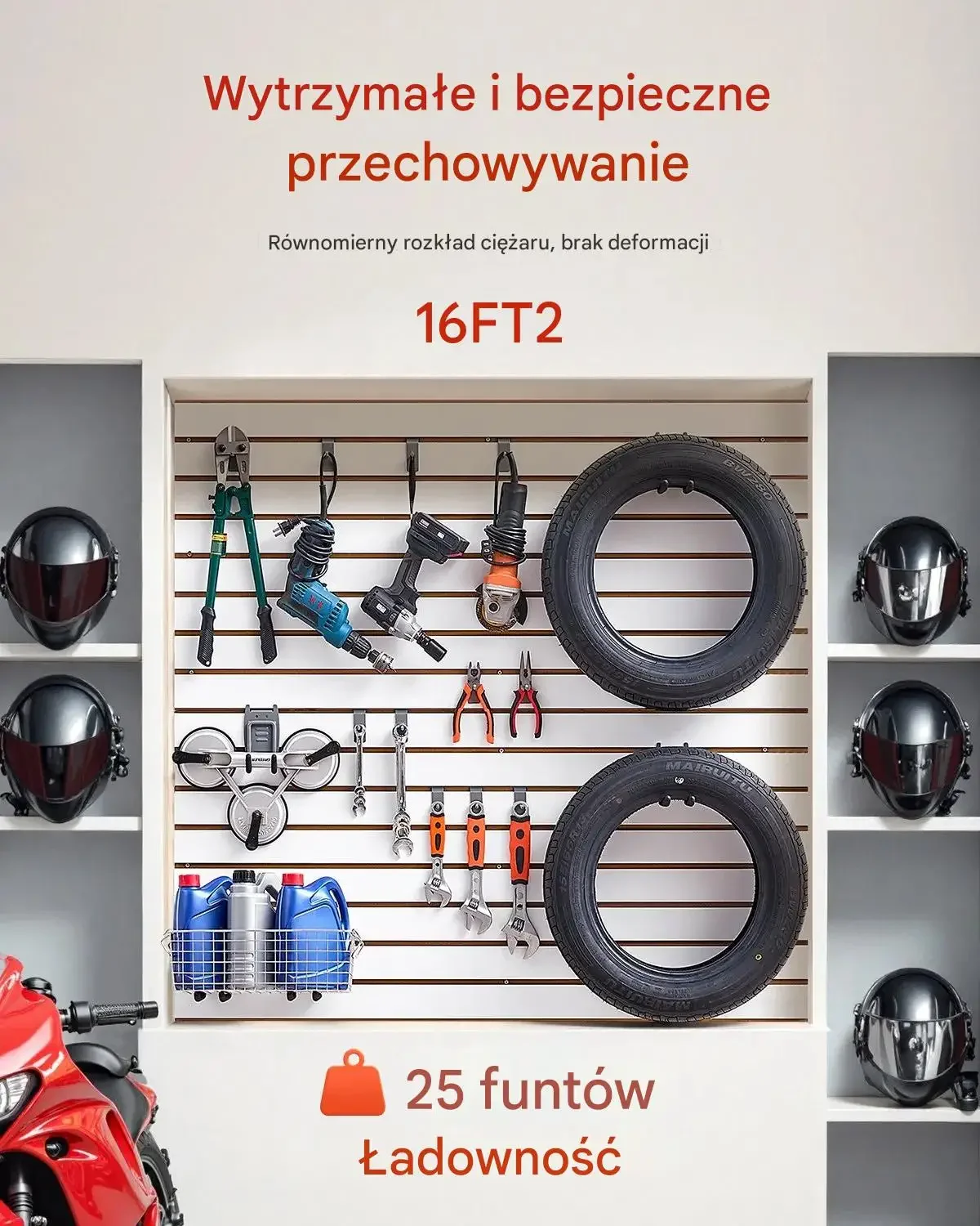 Panel ścienny slatwall 120x120 MDF do garażu ekspozycja - obrazek 4