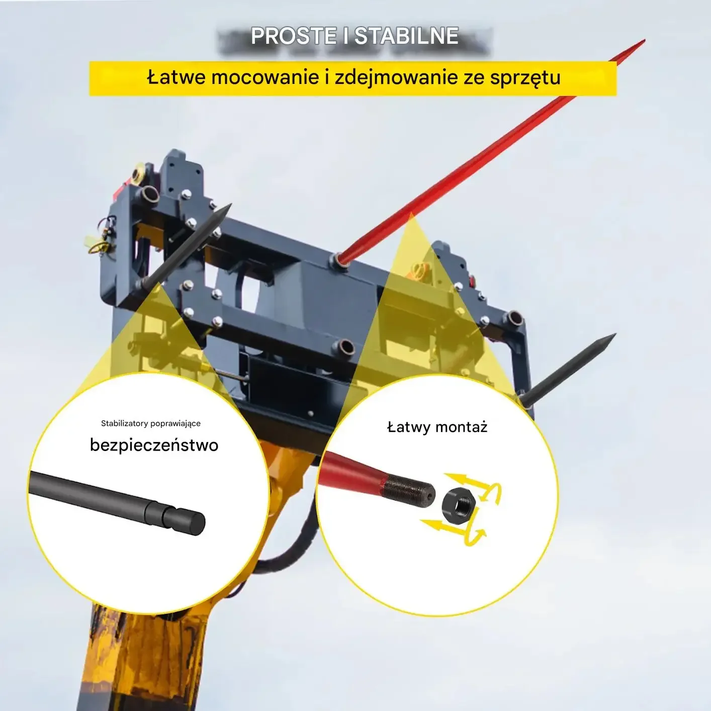 Widły do bel siana 125 cm 1360 kg 2 stabilizatory do ładowacza - obrazek 5