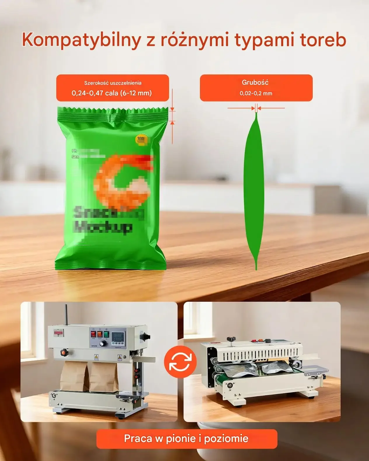 Zgrzewarka taśmowa do folii 6-12 mm regulacja temp. druk daty - obrazek 4