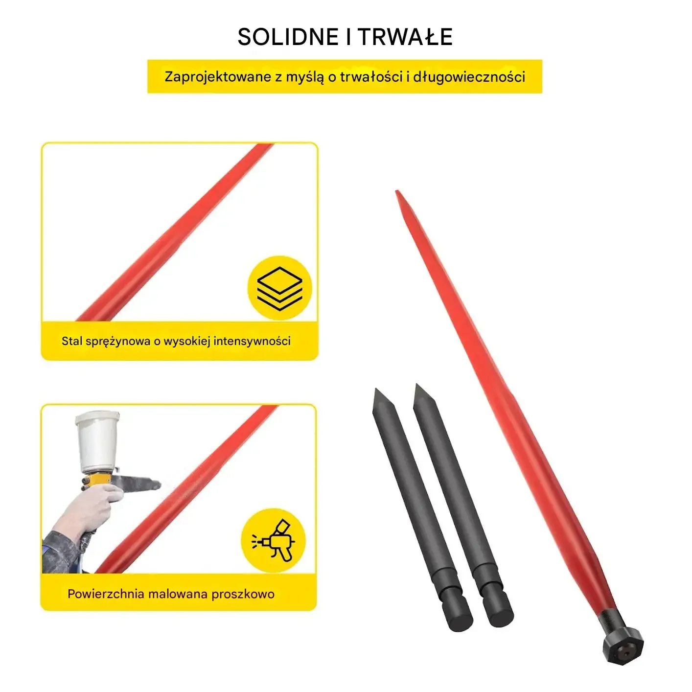 Widły do bel siana 125 cm 1360 kg 2 stabilizatory do ładowacza - obrazek 3