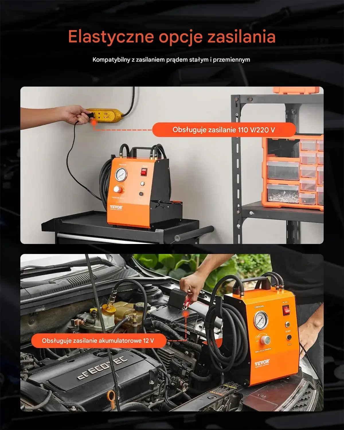 Odpowietrznik hamulców elektryczny 220V z manometrem zestaw - obrazek 6