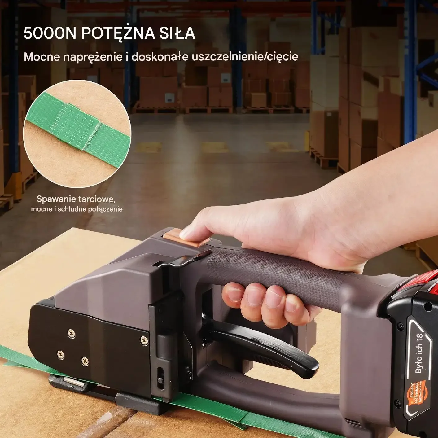 Zgrzewarka do taśm pakowych PP/PET akumulatorowa 10-19 mm, 5000N banowanie - obrazek 4