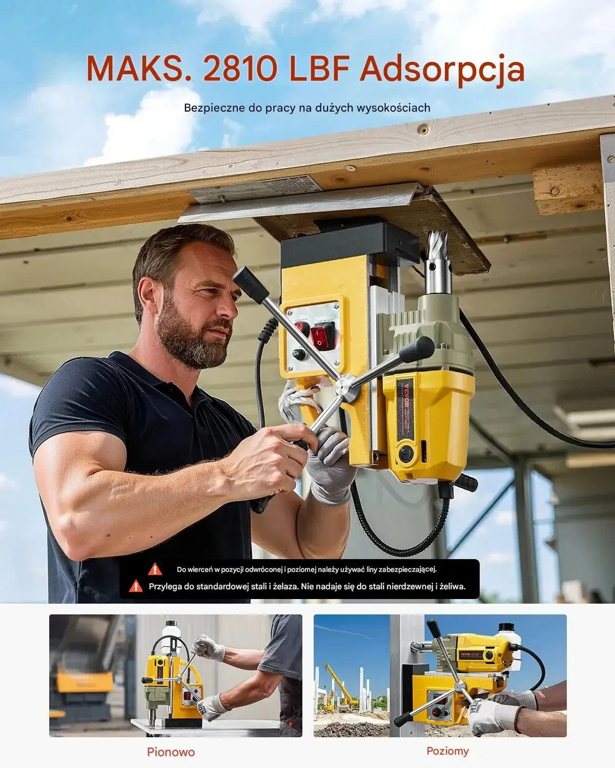 Wiertarka magnetyczna 1400W 800 RPM zestaw otwornic do metalu - obrazek 5