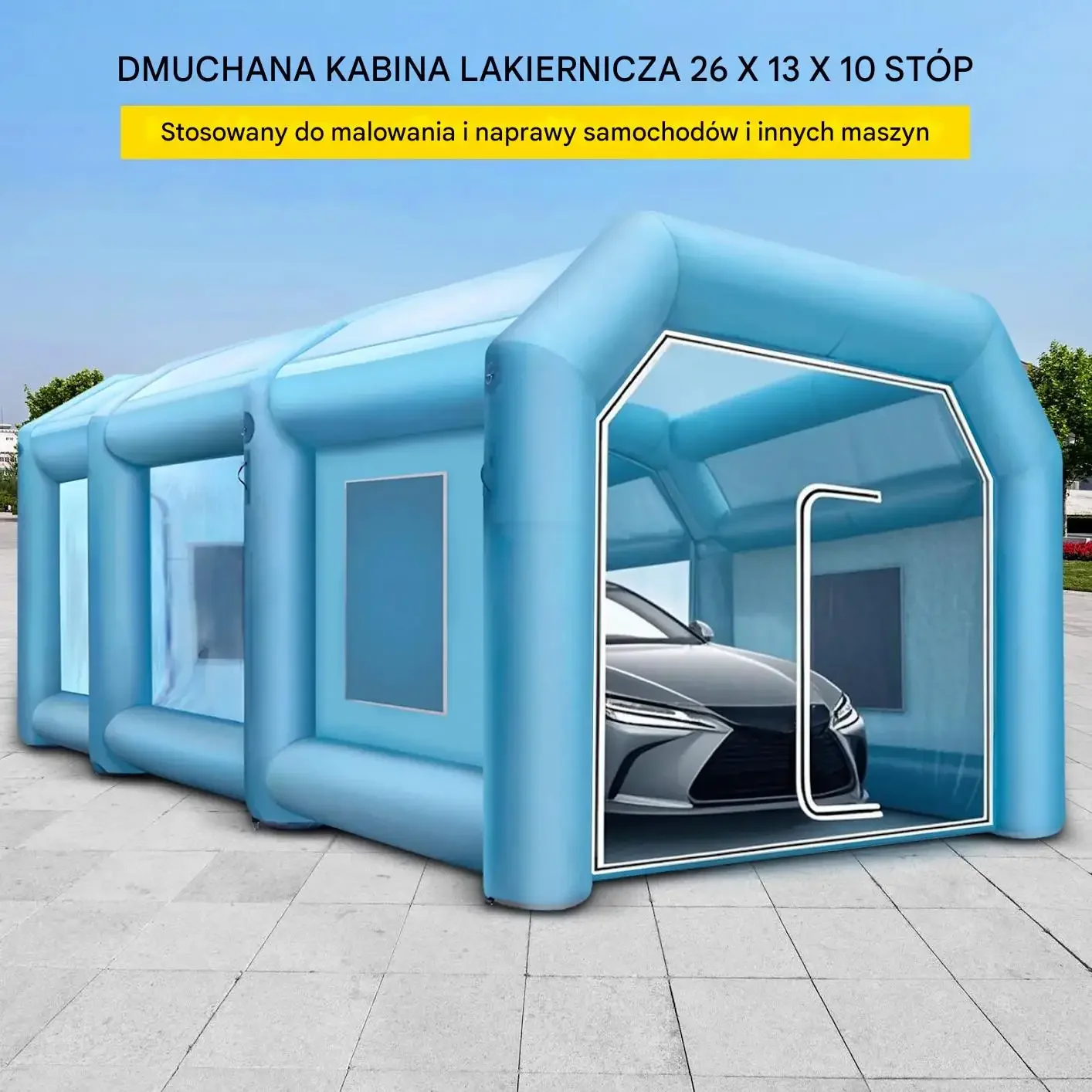 Namiot lakierniczy dmuchany 8x4m 2 dmuchawy Oxford lakierowanie auta - obrazek 2