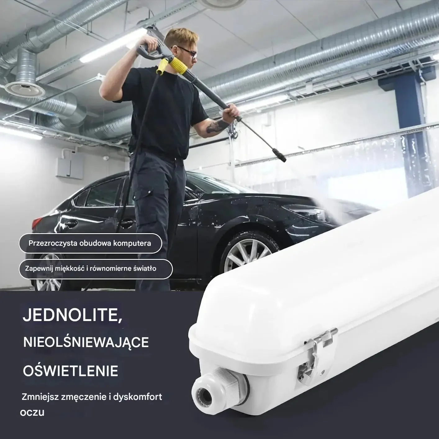 Lampa LED hermetyczna 120cm IP65 40-60W 5000K 4 szt do garażu - obrazek 6