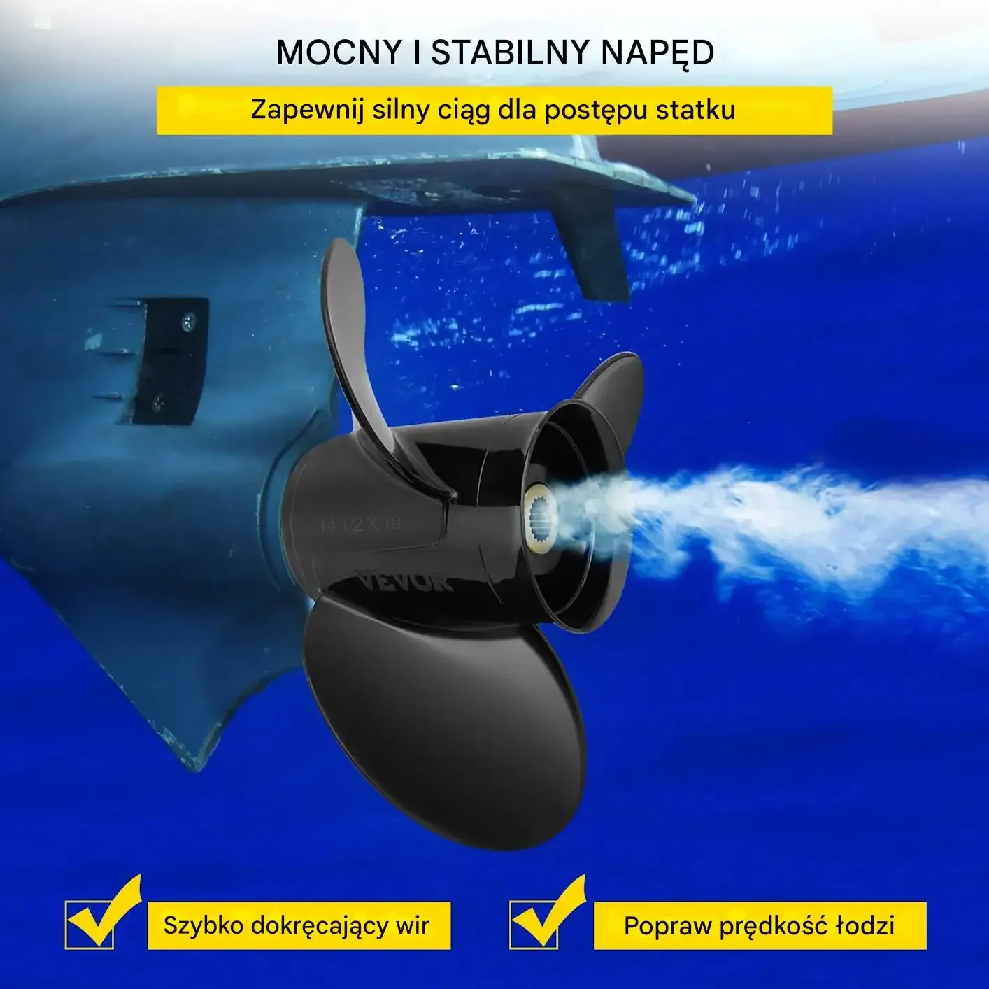 Śruba napędowa do łodzi 3-łopatkowa aluminiowa 36x48cm zamiennik - obrazek 2