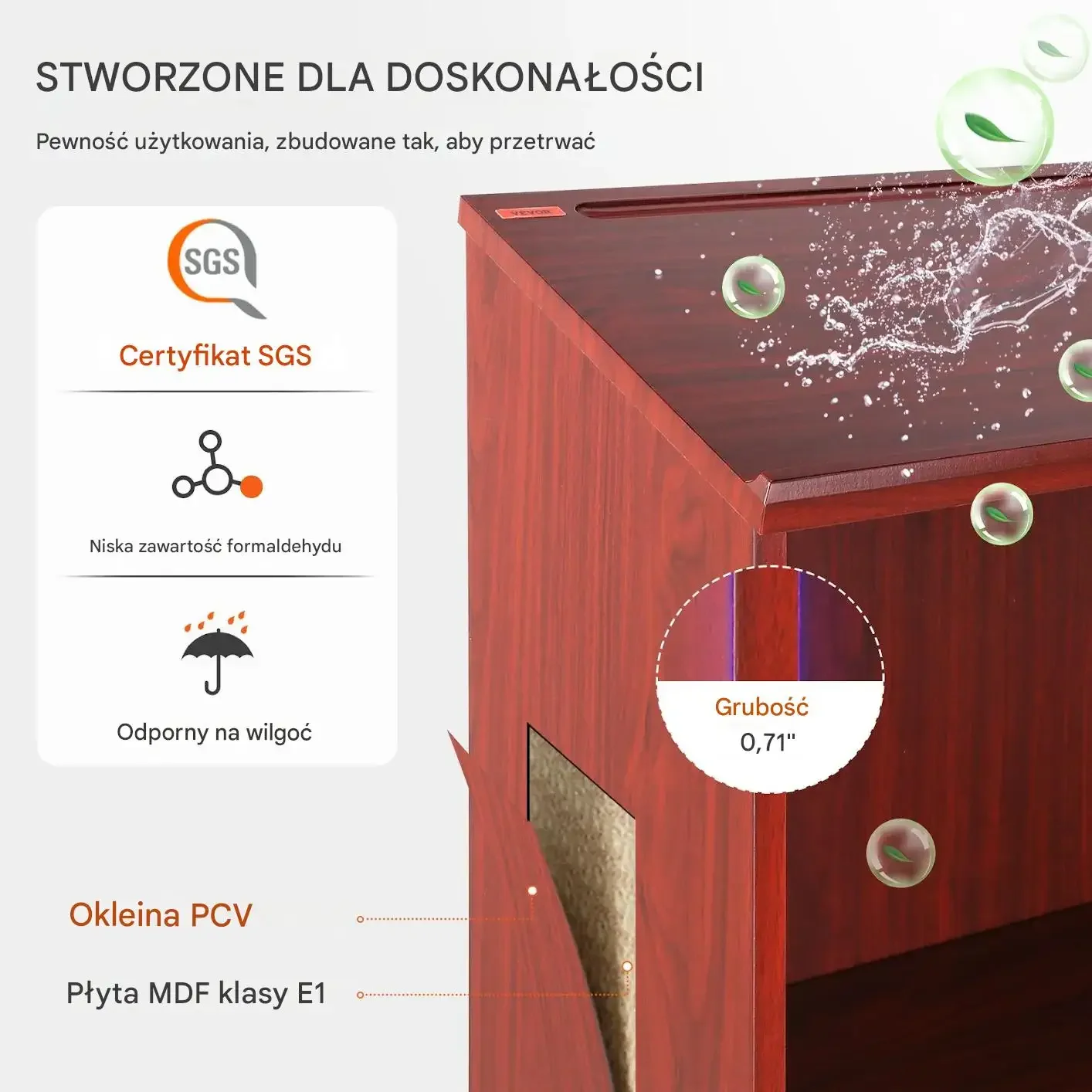 Mównica pulpit stojący na kółkach półki drewniana do szkoły biura - obrazek 3