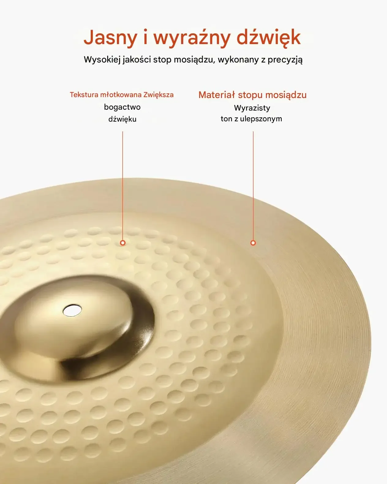 Talerze perkusyjne zestaw 10 14 16 20 cali 4 szt tekstura młotkowana - obrazek 4