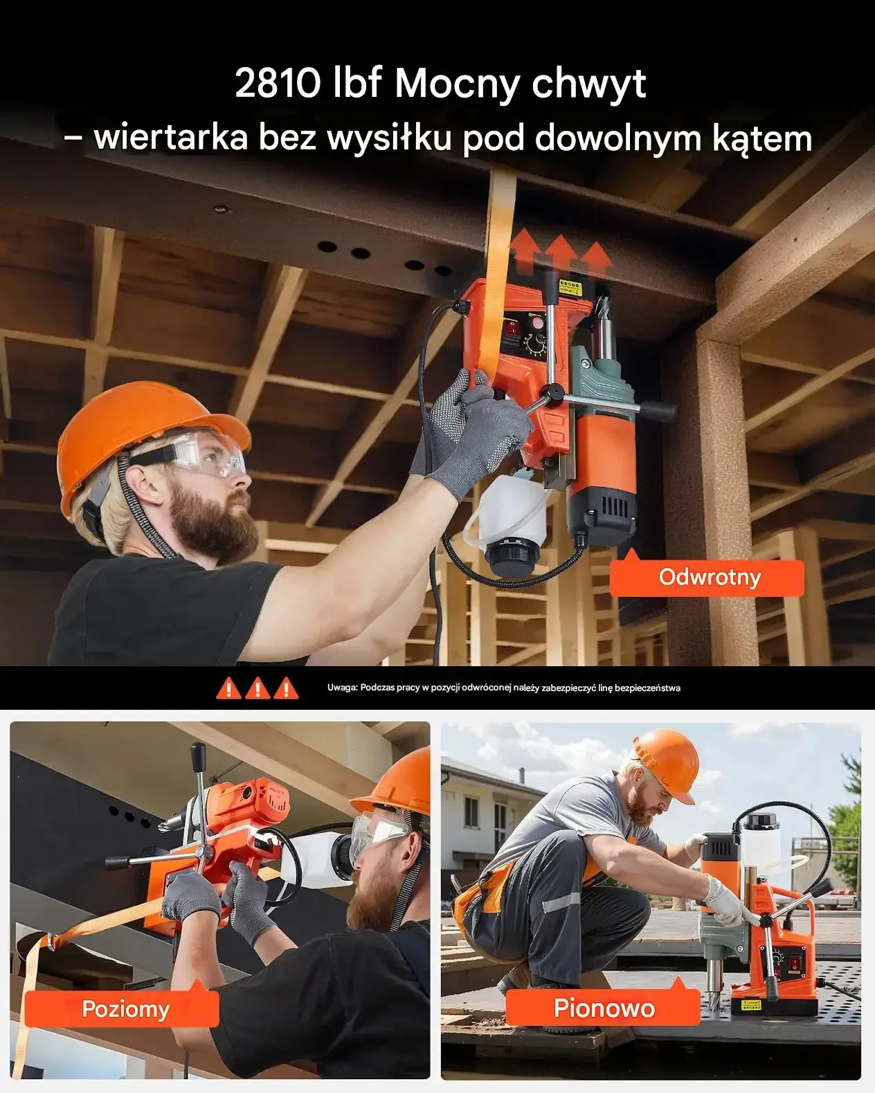 Wiertarka magnetyczna 1350W 50mm regulacja 0-800RPM do metalu - obrazek 4