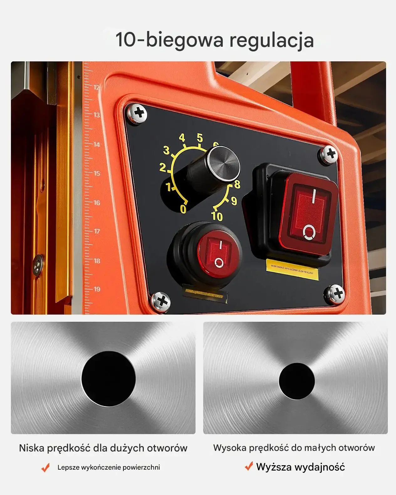 Wiertarka magnetyczna 1350W 50mm regulacja 0-800RPM do metalu - obrazek 5