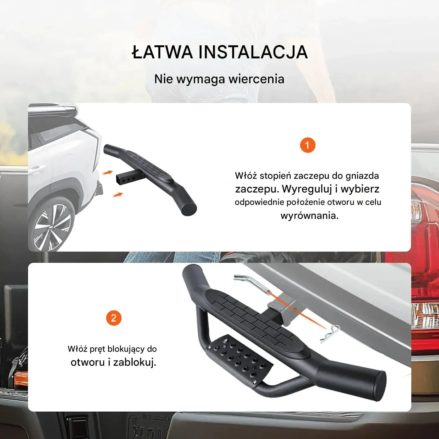 Stopień haka holowniczego 50 mm stal 159 kg z blokadą do SUV - obrazek 6