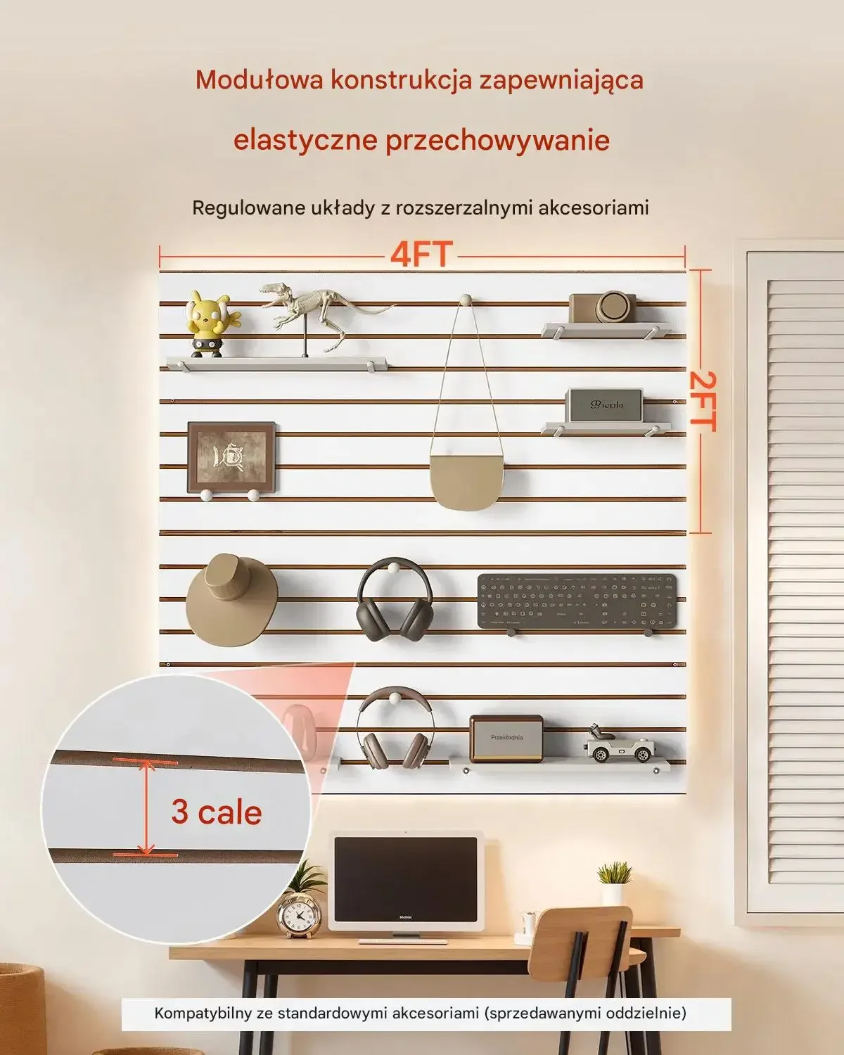 Panel ścienny slatwall 120x120 MDF do garażu ekspozycja - obrazek 6