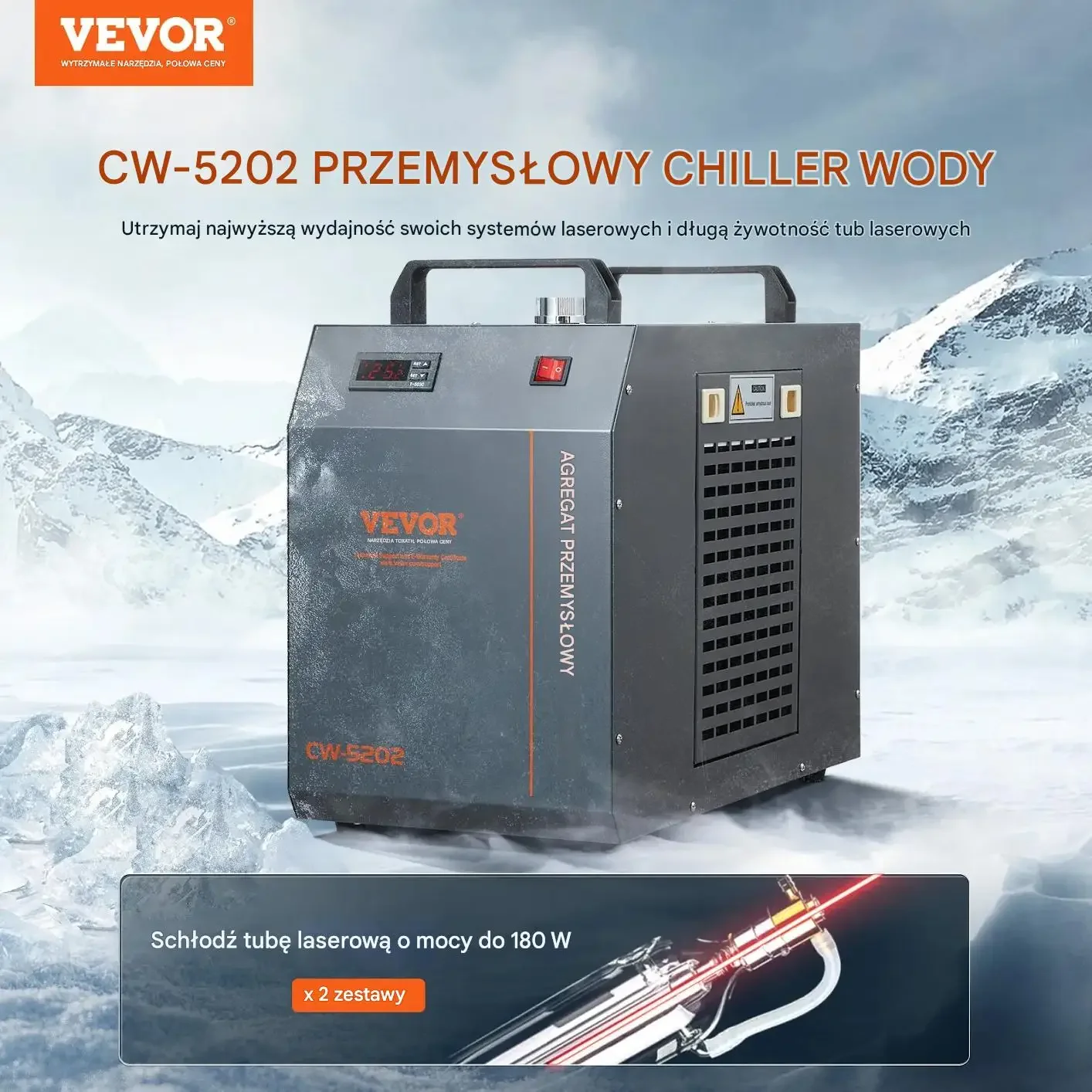 Chłodnica wody CW-5202 7L do chłodzenia lasera CO2 grawerki CNC - obrazek 2