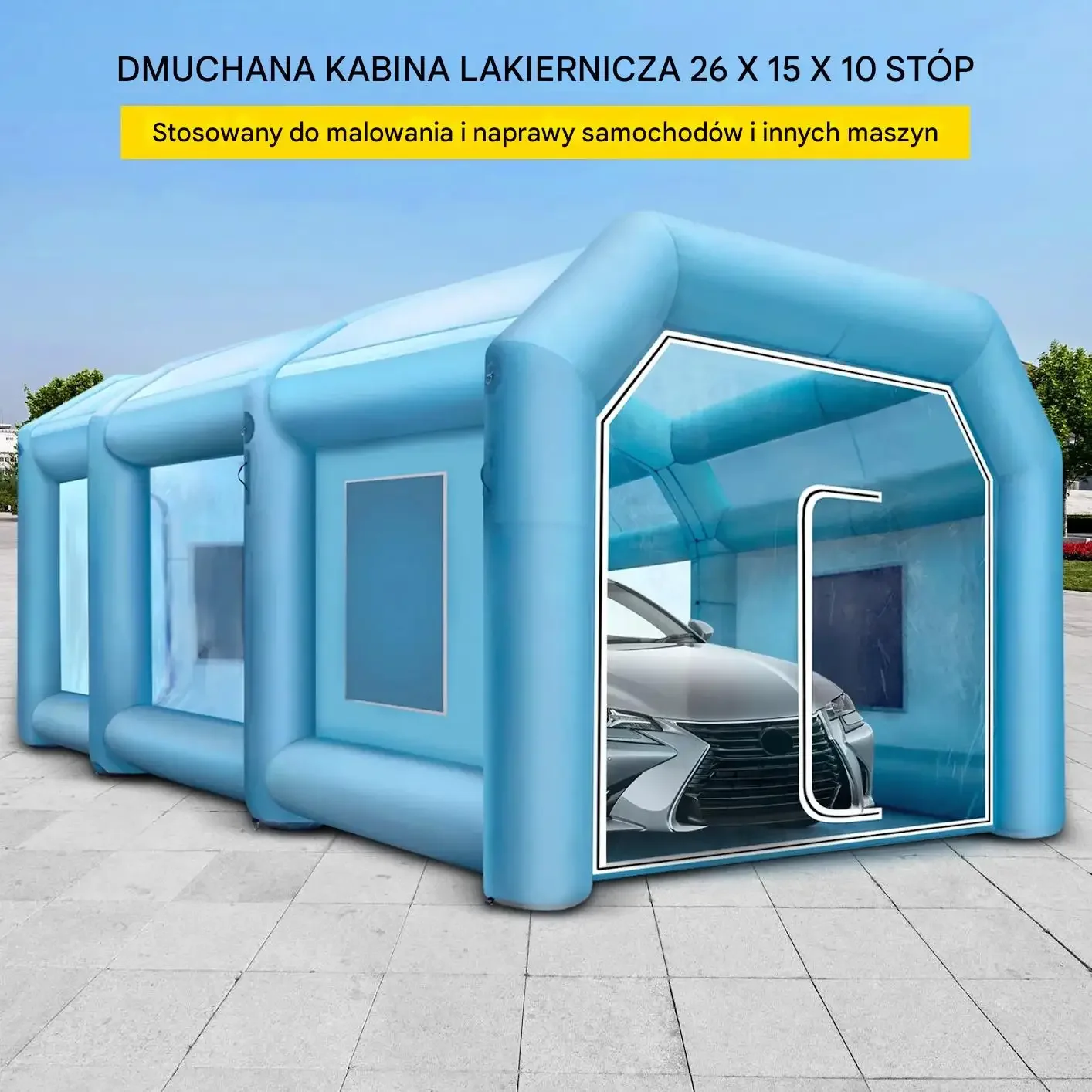 Namiot lakierniczy dmuchany kabina 8x4,5m 2 dmuchawy lakierowanie auta - obrazek 2