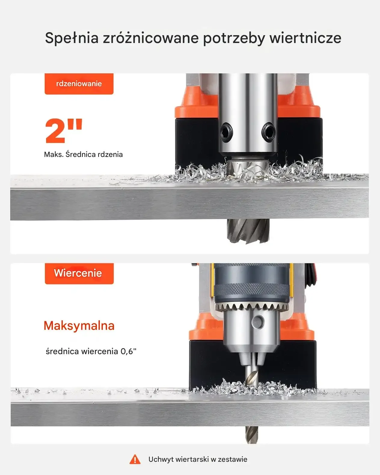 Wiertarka magnetyczna 1350W 50mm regulacja 0-800RPM do metalu - obrazek 3